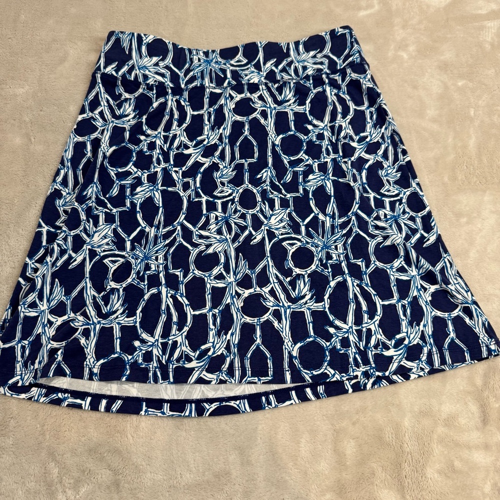 Lilly Pulitzer Brenna‎ Knit Blue Tropical Vine Print Preppy Skirt medium